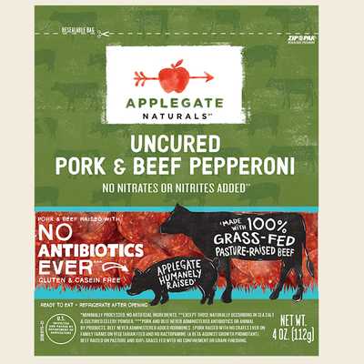 Nat Pork & Beef Mini Pepperoni Front